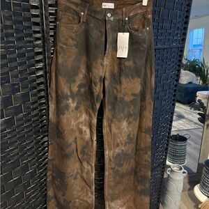 Zara Dark Brown Patterned Jeans
